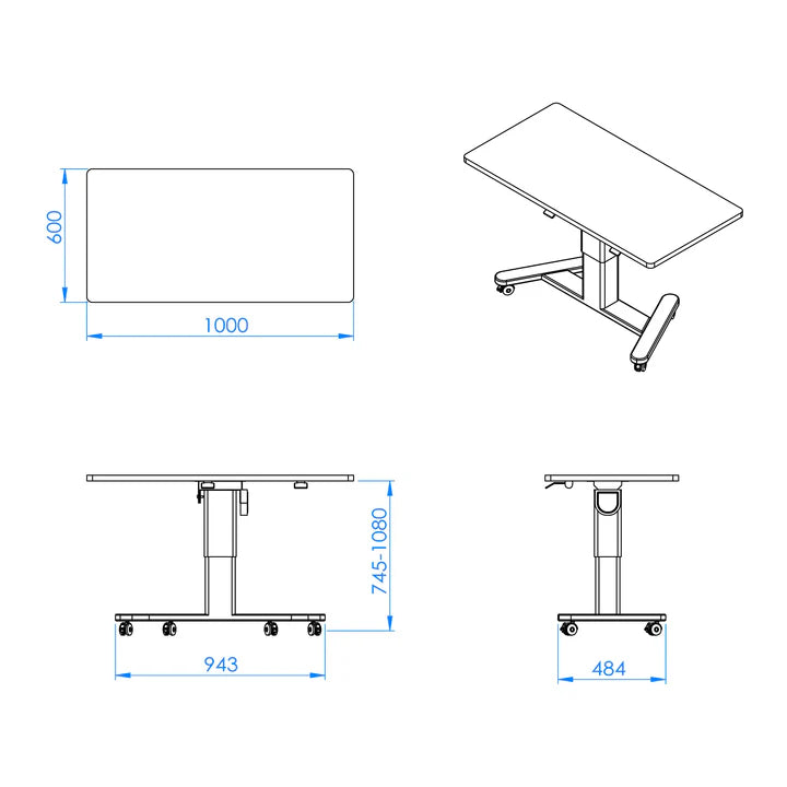 I-Flip Manual Height Adjustable Desk