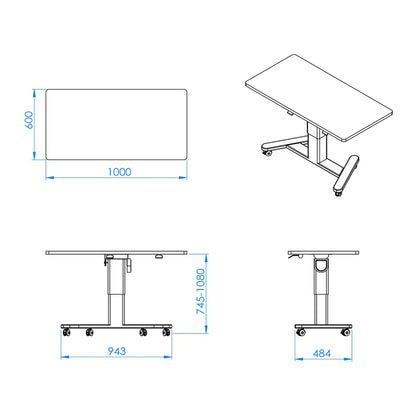 I-Flip Manual Height Adjustable Desk
